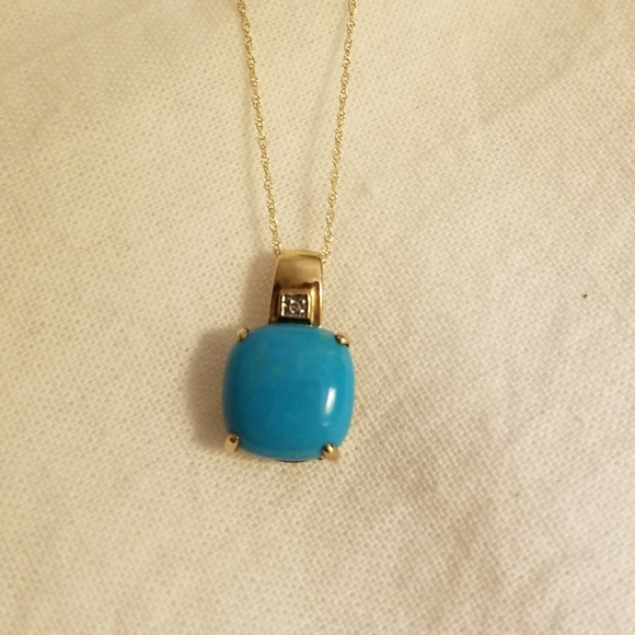 Sleeping Beauty or Persian Turquoise Gold Pendant - Picture 9 of 14